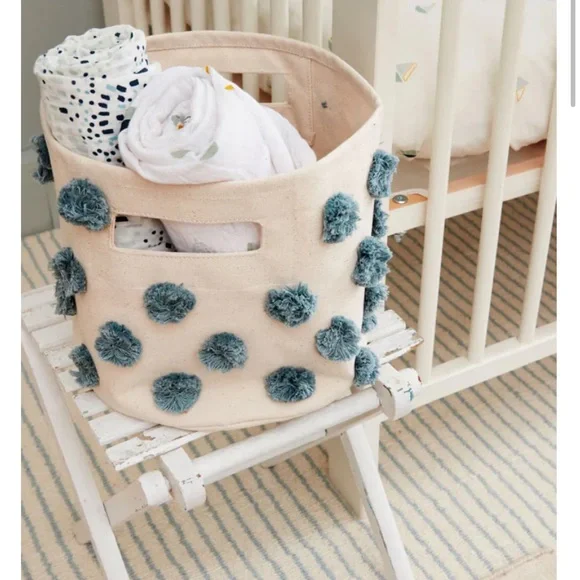 New Pehr pint pom pom basket in deep sea - Picture 2 of 6